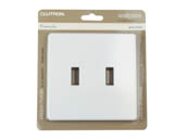 Lutron Electronics FG-2-WH Lutron Fassada Screwless 2-Gang Wallplate, White