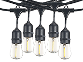 Bulbrite 10 Socket, 14 Ft. String Light with Clear 2700K S14 LED Filament Bulbs