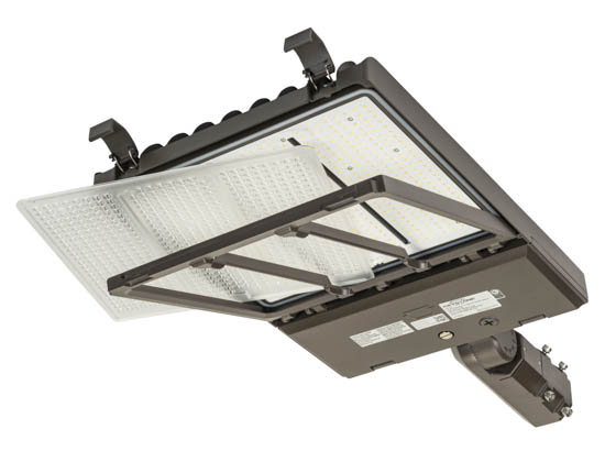 Keystone KT-ALED140PS-M2OSBSF8CSBVDIMP KT-ALED140PS-M2-OSB-SF-8CSB-VDIM-P OpticSwap LED Area Fixture With Slipfitter Mount, Wattage and Color Selectable, Type III, IV & V Lenses Included, 400W HID Equivalent